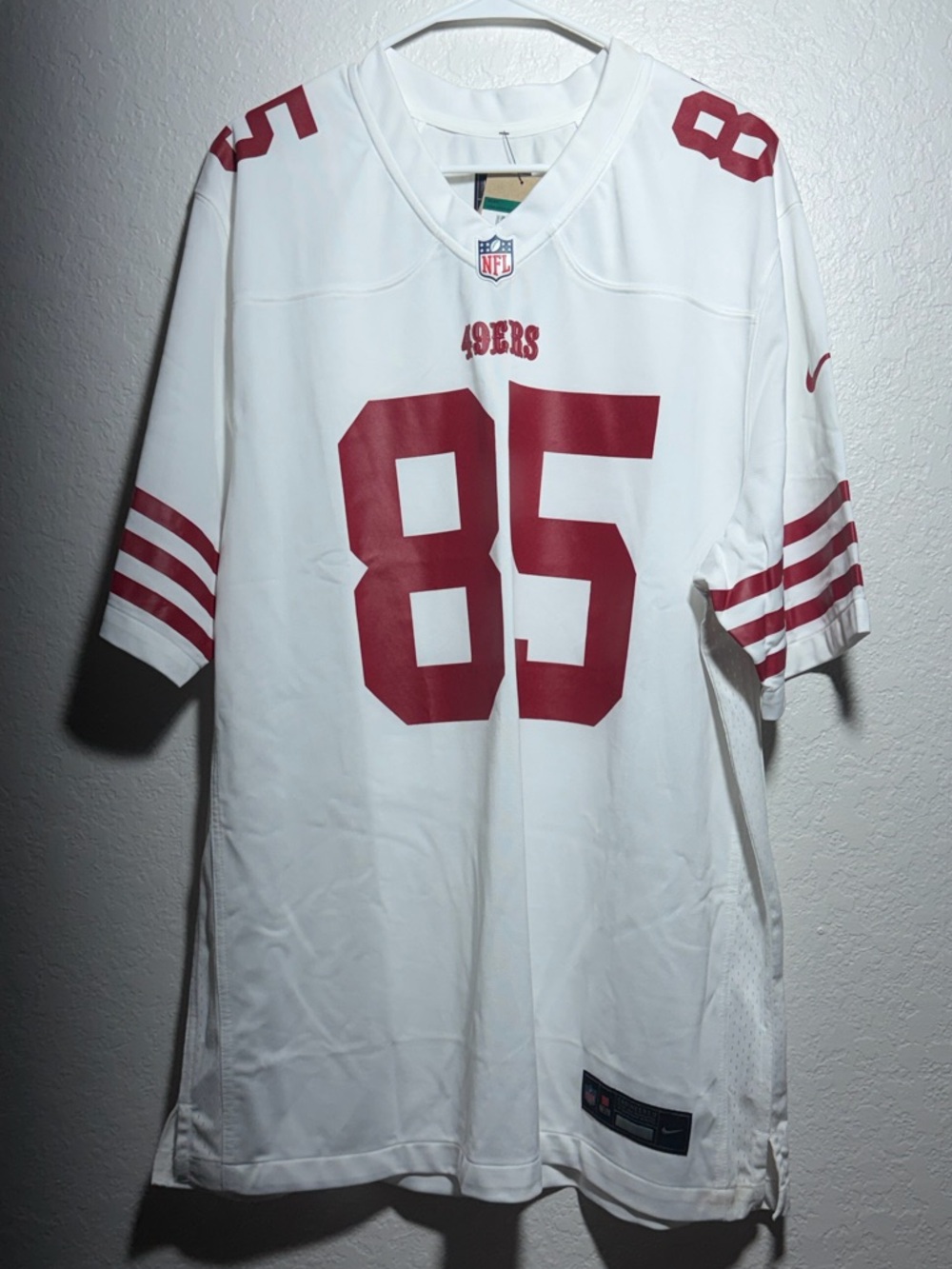 Nike White and Red 49ers #85 Kittle Football Jersey